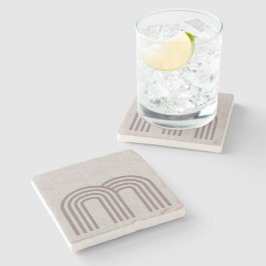 Modern Neutralt Linen Line Mönster Stenunderlägg