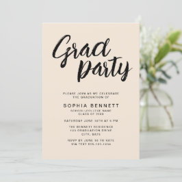 Modern Neutralt Minimal Push Script Grad Party Inbjudningar