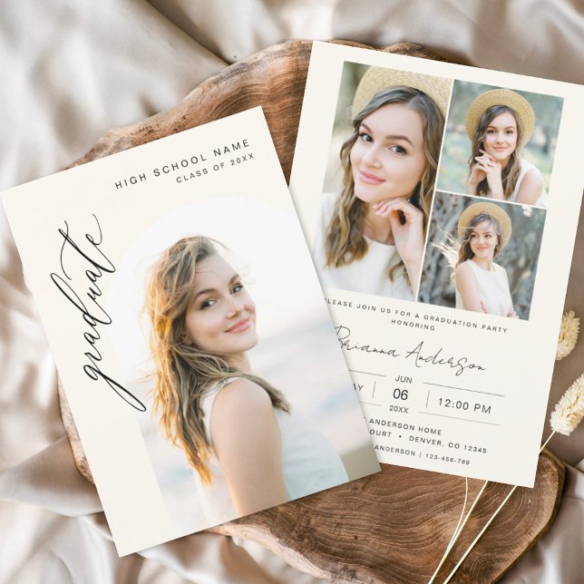 Modern Neutralt - minimalistisk Studentfest för fo Inbjudningar (Skapare uppladdad)