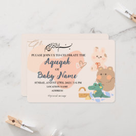 Modern Neutralt Muslim Aqiqah-inbjudningskort Inbjudningar