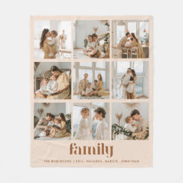 Modern Neutralt Photo Collage Family Namn Fleecefilt
