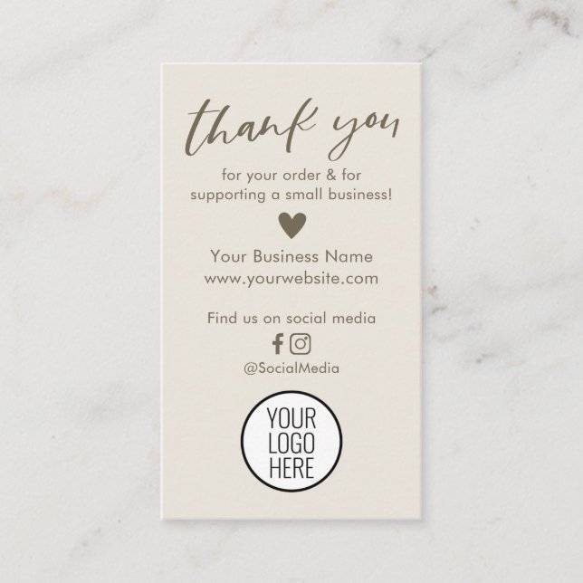 Modern Neutralt Tack för dina orderkort (Framsida)