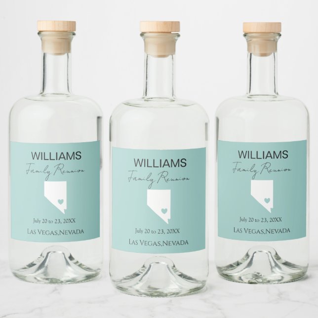 Modern Nevada Karta Vacation Family Reunion Spritflaskor Etikett (Flaskor)