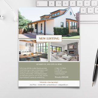 Modern New Listing Real Estate Marketing Reklamblad