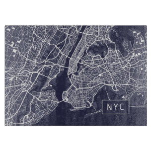 Modern New York City Karta NYC Tonfiskblått