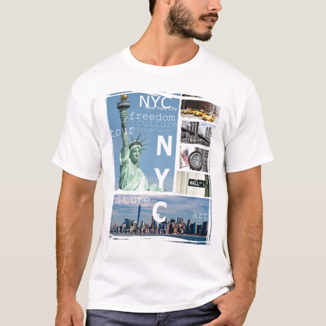Modern New York City Manhattan Nyc Liberty Statue T Shirt (Framsida)
