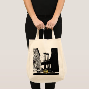 Modern New York City Nyc Brooklyn Bridge Taxi Tygkasse