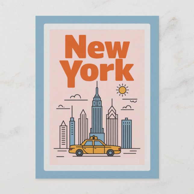 Modern New York City Travel Minimalist Skyline  Vykort (Framsida)