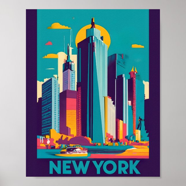 Modern New York Ligcape Flat Vector Art Poster (Framsidan)