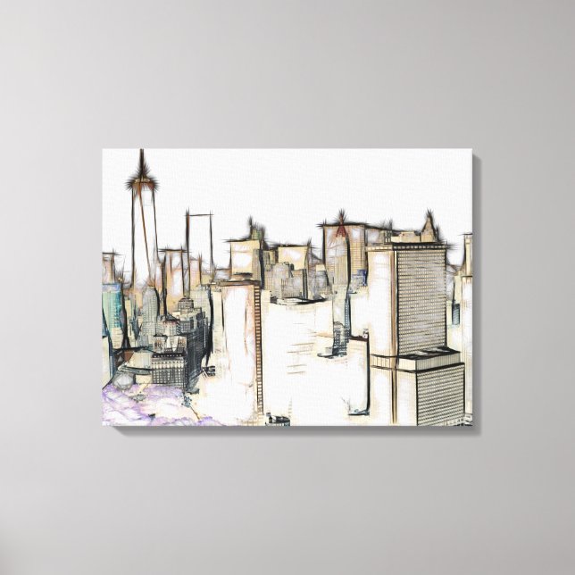 Modern New York Skyline Canvas Painting (Framsida)
