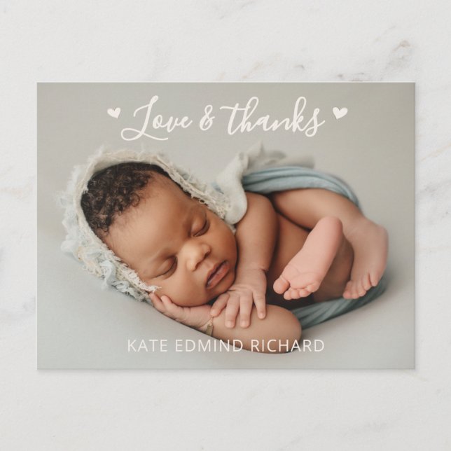 Modern Newborn baby Photo Birth Announcement  Vykort (Framsida)