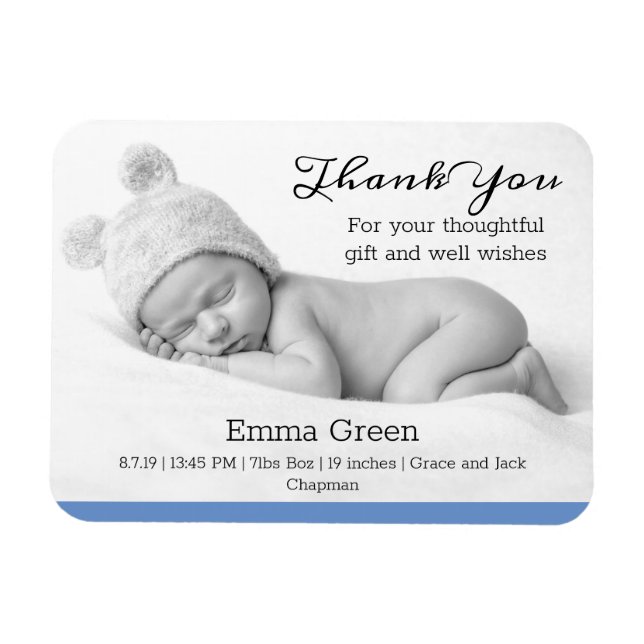 Modern Newborn Baby Photo Tack Magnet (Horisontell)