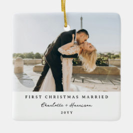 Modern Newly Weds 1st Christmas Photo Christmas Julgransprydnad Keramik