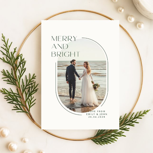 Modern Newlywed Romantic Beach Photo Christmas Julkort (Skapare uppladdad)