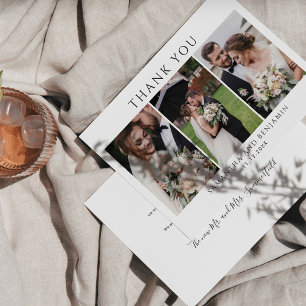 Modern Newlyweds 3 Photo Bröllop Tack Kort