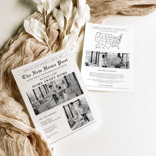 Modern Newspaper Moving Announcement Inbjudningar (Skapare uppladdad)