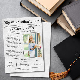 Modern Newspaper Photo Graduation Party Inbjudningar