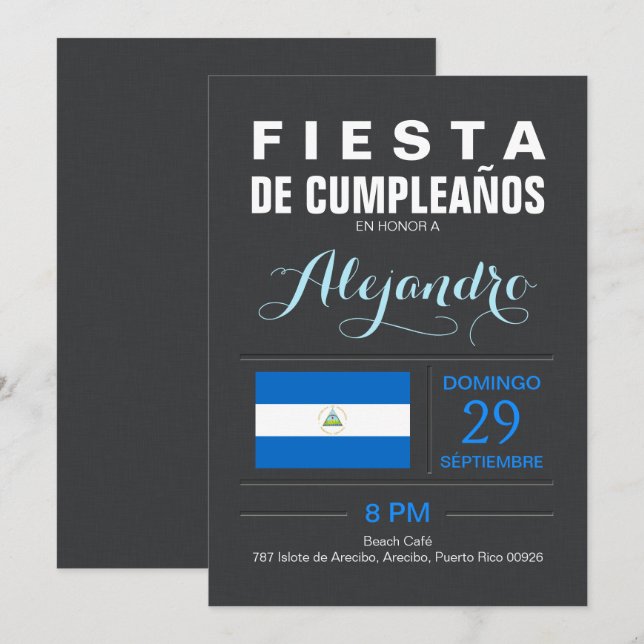 Modern: Nicaragua-fest Inbjudningar (Fram/baksida)