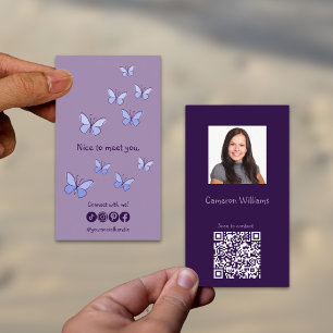 Modern Nice för att möta er Lila QR-koden Social Visitkort