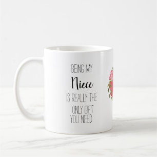 Modern niece "only present" banter blommigt hjärt kaffemugg