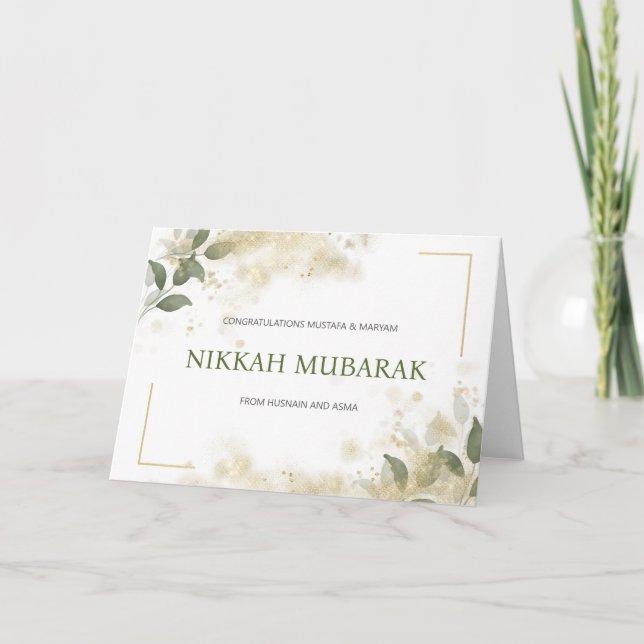Modern Nikkah Mubarak Islamic Bröllop Dua Gratuler Kort (Framsida)