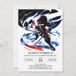 Modern Ninja Martial Arts Birthday Inbjudningar