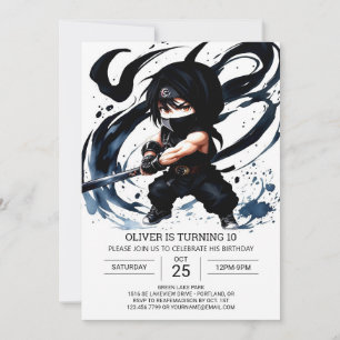 Modern Ninja Rulla Birthday Inbjudningar