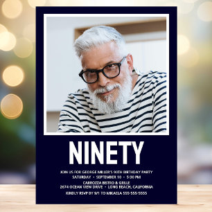 Modern NITTIO Foto 90-års födelsedagsfest inbjudan