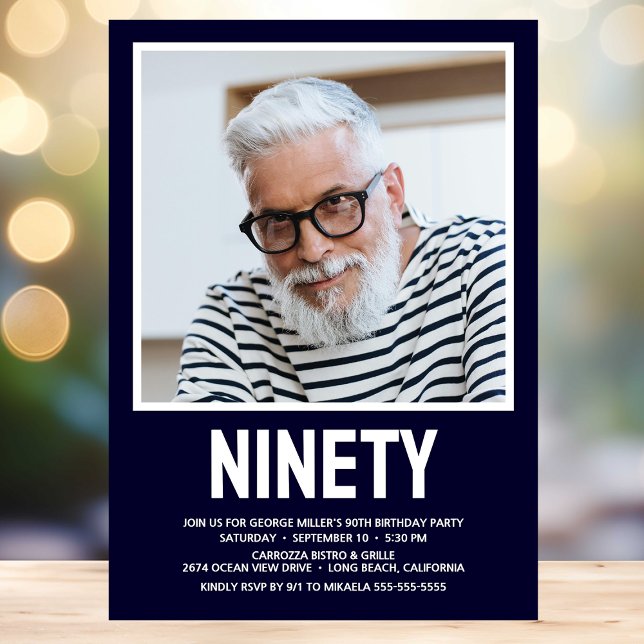 Modern NITTIO Foto 90-års födelsedagsfest inbjudan (Skapare uppladdad)