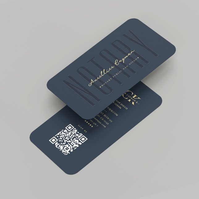 Modern noary Monogram Loan Signing Mörk blått Visitkort (Modern Notary Monogram Loan Signing Dark Blue Gold)