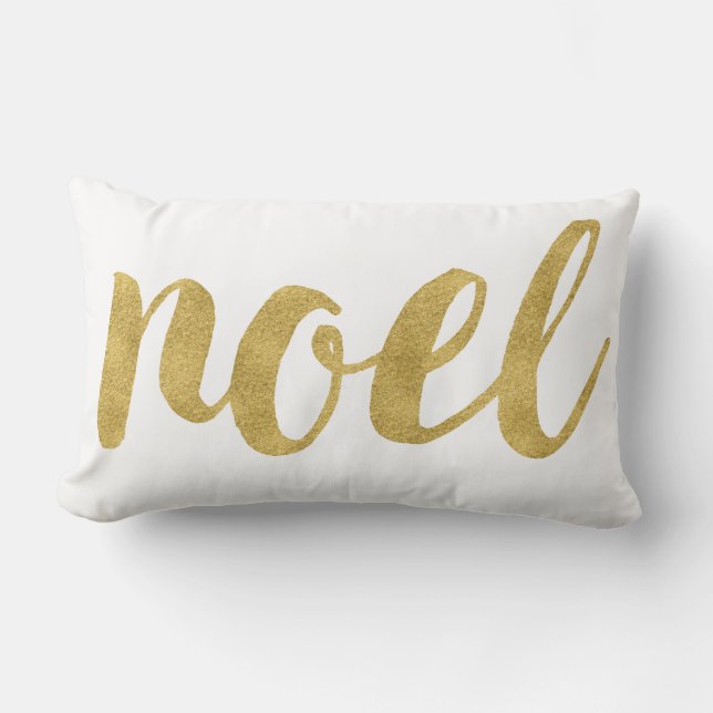 Modern Noel i Guld Festive Helgdag Decorative Lumbarkudde (Framsida)