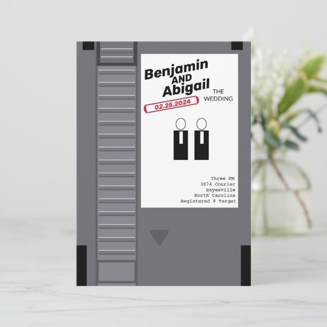 Modern nörd nerd gamer vintage retro inbjudan (Stående Fram)