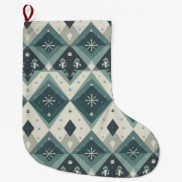 Modern Nordic Geometric Pet Stocking with Snow Stor Julstrumpa