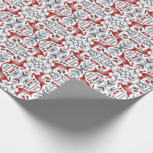 Modern nordisk julstil röd och grå presentpapper