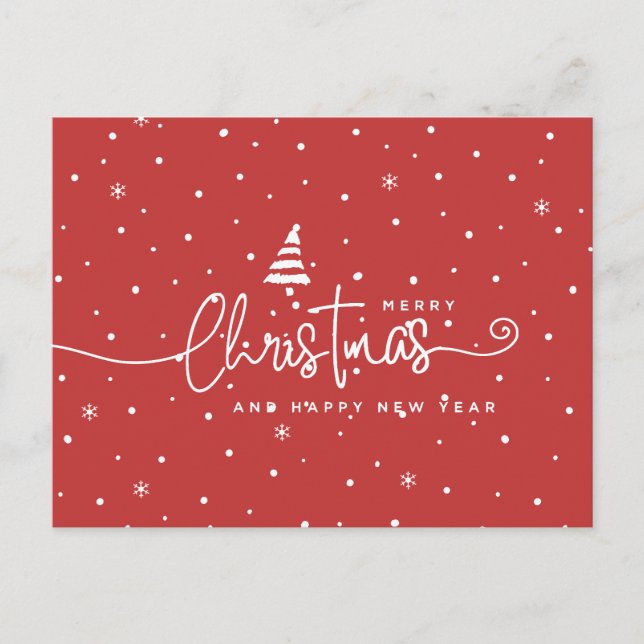 Modern Nordisk-Stil Red and White Helg Vykort (Framsida)