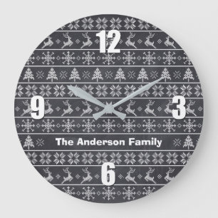 Modern Nordiska Sticka Ugly Sweater Chalkboard Nam Stor Klocka