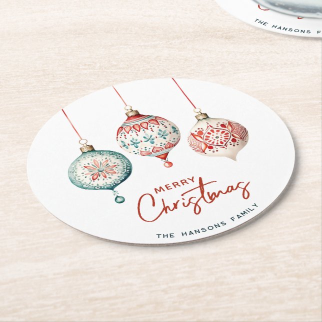 Modern Nordiska Stil-God jul Underlägg Papper Rund (Vinklad)