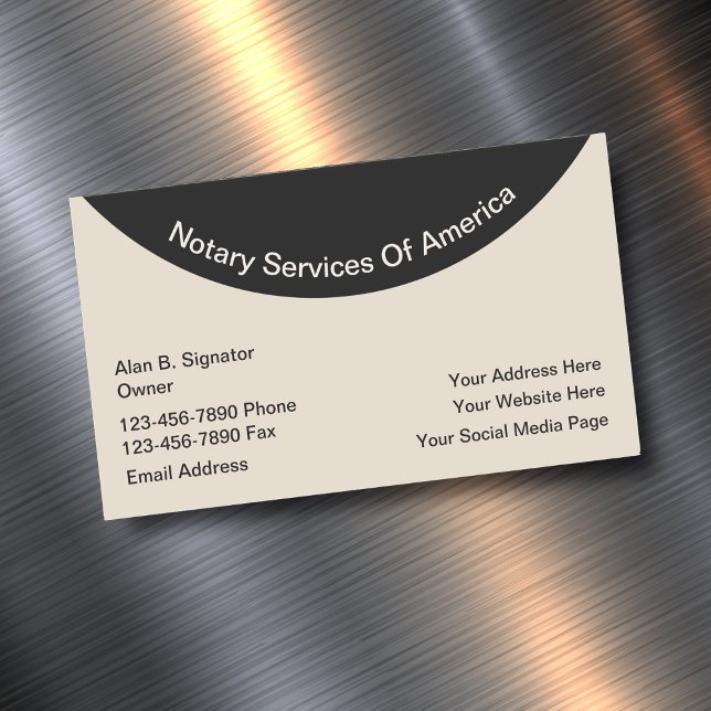 Modern notarietjänster magnetiska visitkort (Notary Business Cards)