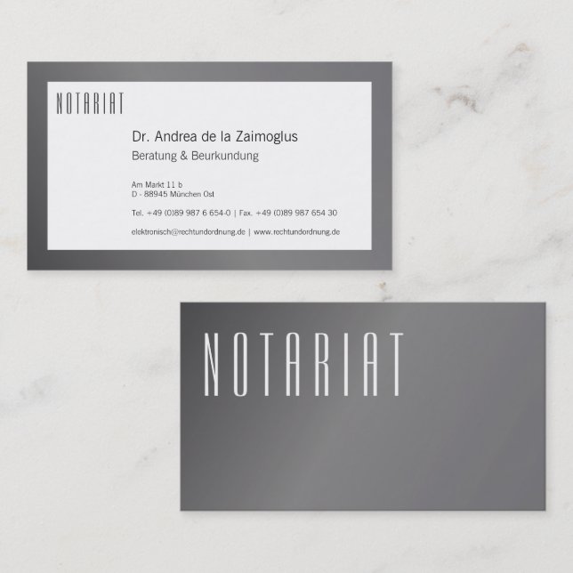 Modern Notarius Publicus Metall Utseende Design  Visitkort (Fram/baksida)