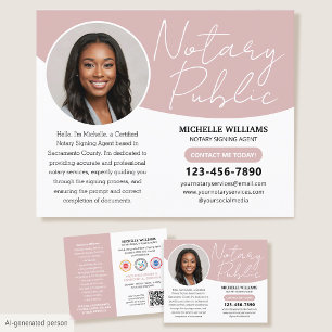 Modern notarius publicus profilbild QR-kod rosa Flygblad
