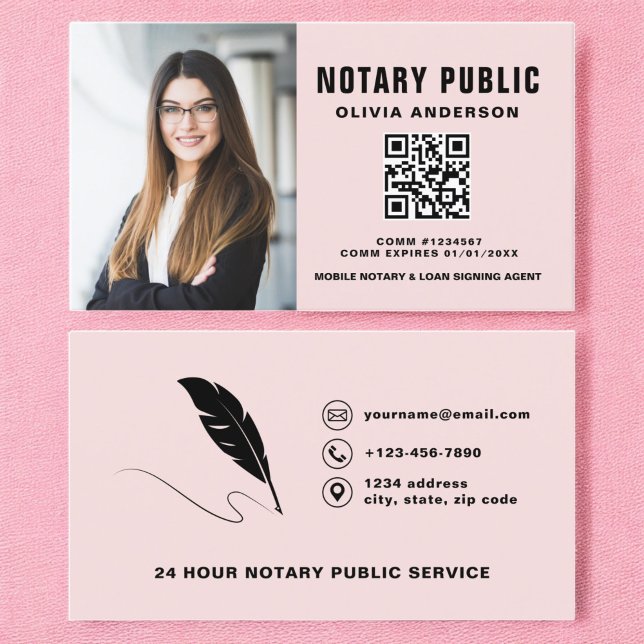 Modern notarius signage Agent QR-kodfoto Visitkort (Skapare uppladdad)
