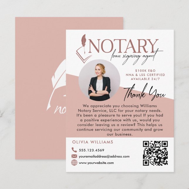 Modern Notary-bildrecension & tackfoto Vykort (Fram/baksida)