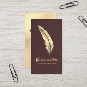 Modern Notary Loan Signing Agent Guld Quill Pen Visitkort