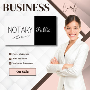 Modern Notary Public Black and White QR-kod Visitkort