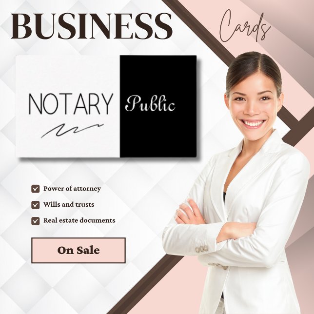 Modern Notary Public Black and White QR-kod Visitkort (Skapare uppladdad)