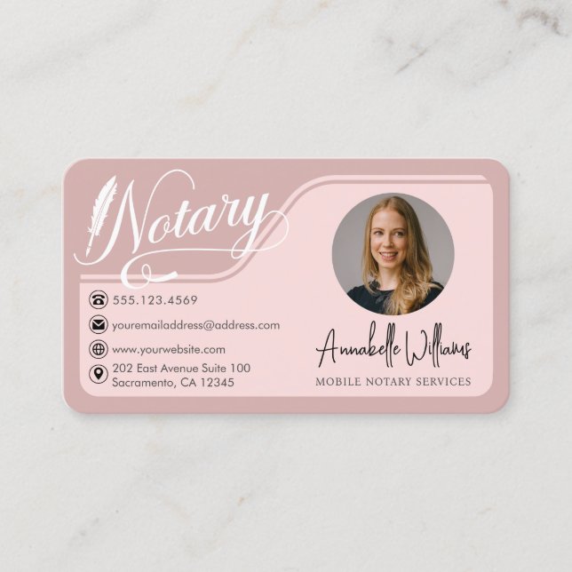 Modern Notary Public Photo Visitkort (Framsida)