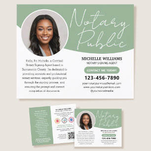 Modern Notary Public Profile Photo QR Code Grönt Flygblad