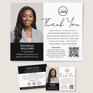 Modern Notary Public Tack Photo QR Code Black Flygblad
