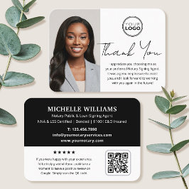 Modern Notary Public Tack Photo QR Code Black Visitkort