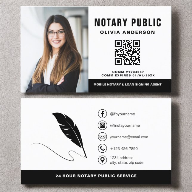 Modern Notary QR-kod - signera Agent-foto Visitkort (Skapare uppladdad)